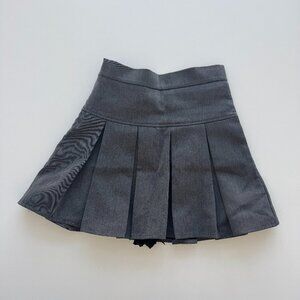 Grey Plaid Pleated Skirt
